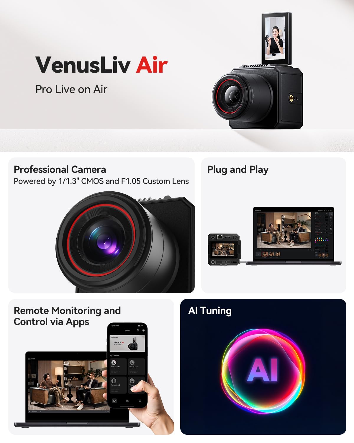 Amazon.com : Hollyland VenusLiv Air Live Streaming Camera,1/1.3